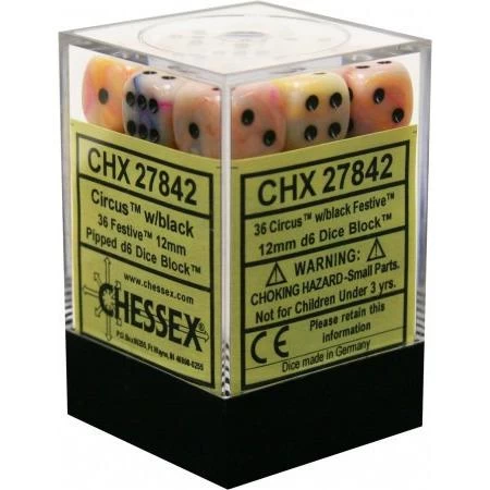 Chessex : 12mm D6 Set Circus W/Black 2 Chessex : 12mm D6 Set Circus W/Black - Image 2
