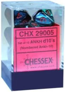Chessex : Set Of 10 Ankh D10s 5 Chessex : Set Of 10 Ankh D10s -Fashion Cards 29005