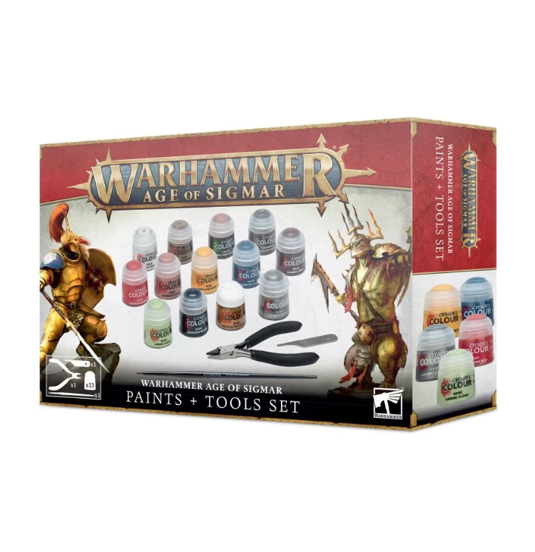 Games Workshop Warhammer Age Of Sigmar: Paints & Tools Set 1 Games Workshop Warhammer Age Of Sigmar: Paints & Tools Set