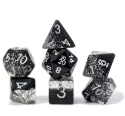 Halfsies Glitter : Black - 7 Dice Set
