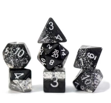 Halfsies Glitter : Black - 7 Dice Set 1 Halfsies Glitter : Black - 7 Dice Set