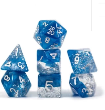 Halfsies Glitter : Blue - 7 Dice Set 1 Halfsies Glitter : Blue - 7 Dice Set