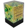 Chessex : 12mm D6 Set Green-Yellow/Silver