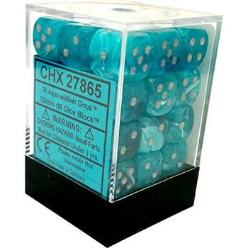 Chessex : 12mm D6 Set Cirrus Aqua/Silver 1 Chessex : 12mm D6 Set Cirrus Aqua/Silver
