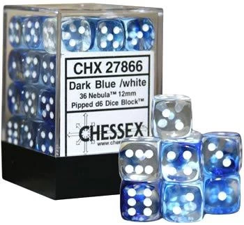 Chessex : 12mm D6 Set Frosted Blue/White 1 Chessex : 12mm D6 Set Frosted Blue/White