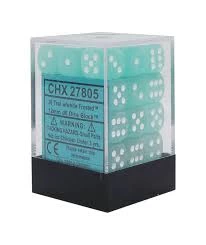Chessex : 12mm D6 Set Frosted Teal/White