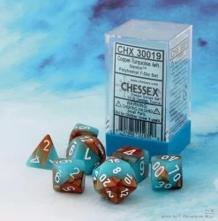 Chessex : Lab Dice - Gemini Copper/turquoise 7 Dice Set