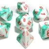 Chessex : Lab Dice - Gemini Mint Green-White/Orange 7 Dice Set