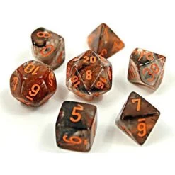 Chessex : Lab Dice - Nebula Copper Matrix/Blue Polyhedral 7-die Set