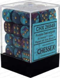 Chessex : 12mm D6 Set Purple-Teal/Gold