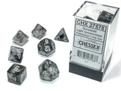 Chessex : Polyhedral 7-die Set Light Smoke / Silver