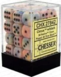 Chessex : 12mm D6 Set Circus W/Black
