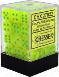 Chessex : 12mm D6 Set Electric Yellow/Green