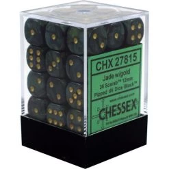 Chessex : 12mm D6 Set Jade/Gold