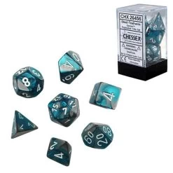 Chessex : Polyhedral 7-die Set Steel-Teal/White